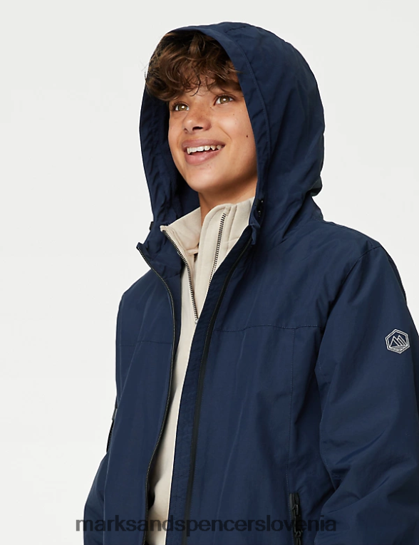 anorak s kapuco v nevihtni obleki mornarica Marks & Spencer oblačila otroci 6T8F6X8118