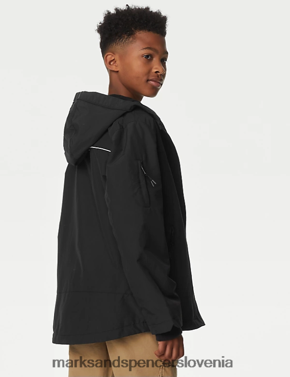 anorak s kapuco v nevihtni obleki Črna Marks & Spencer oblačila otroci 6T8F6X8116