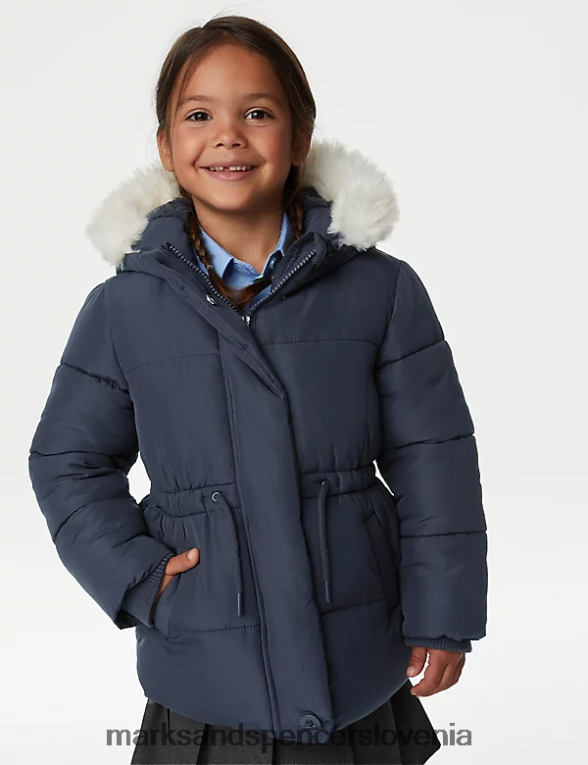 parka plašč s kapuco stormwear mornarica Marks & Spencer oblačila otroci 6T8F6X9002