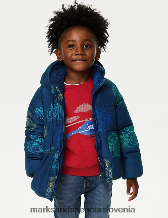podložen plašč s potiskom stormwear mornarska mešanica Marks & Spencer oblačila otroci 6T8F6X7824