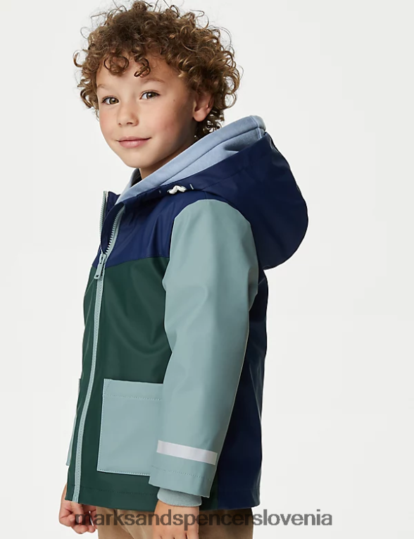 ribiški plašč stormwear barvnih blokov zelena mešanica Marks & Spencer oblačila otroci 6T8F6X7891
