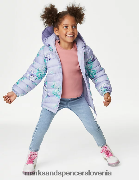 stormwear lahek podložen cvetlični plašč mehka lila Marks & Spencer oblačila otroci 6T8F6X9003