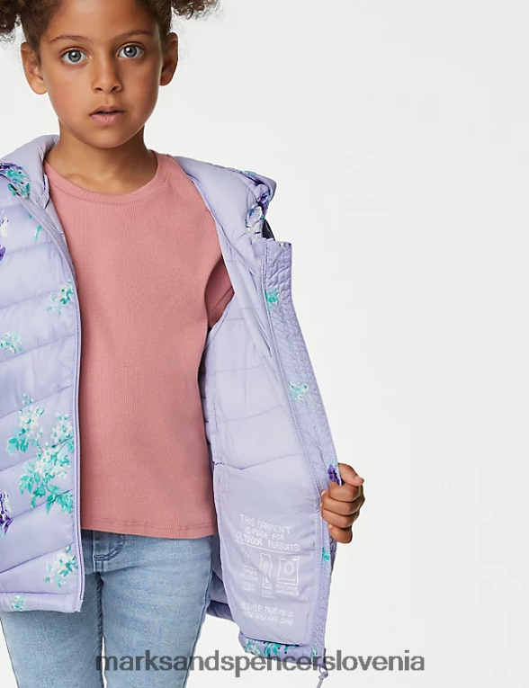 stormwear lahek podložen cvetlični plašč mehka lila Marks & Spencer oblačila otroci 6T8F6X9003