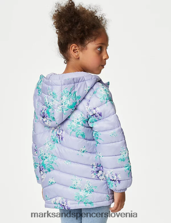 stormwear lahek podložen cvetlični plašč mehka lila Marks & Spencer oblačila otroci 6T8F6X9003