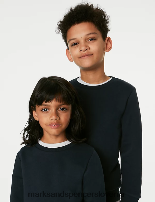 2pk bombažni šolski puloverji mornarica Marks & Spencer oblačila otroci 6T8F6X8046