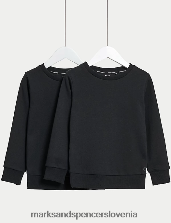 2pk bombažni šolski puloverji Črna Marks & Spencer oblačila otroci 6T8F6X7814