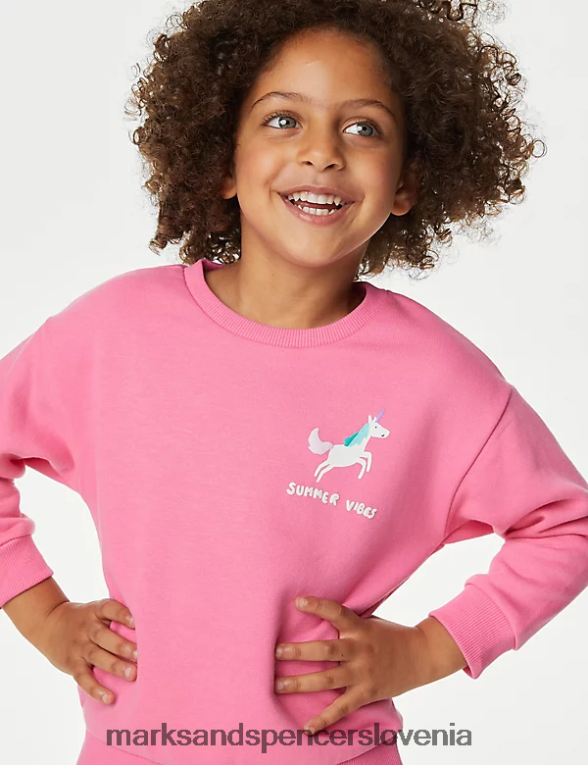 bombažna jopica samorog roza Marks & Spencer oblačila otroci 6T8F6X8769