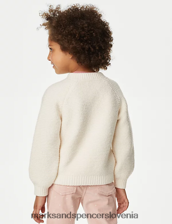 bombažna jopica z vezenimi rožami krema Marks & Spencer oblačila otroci 6T8F6X8791