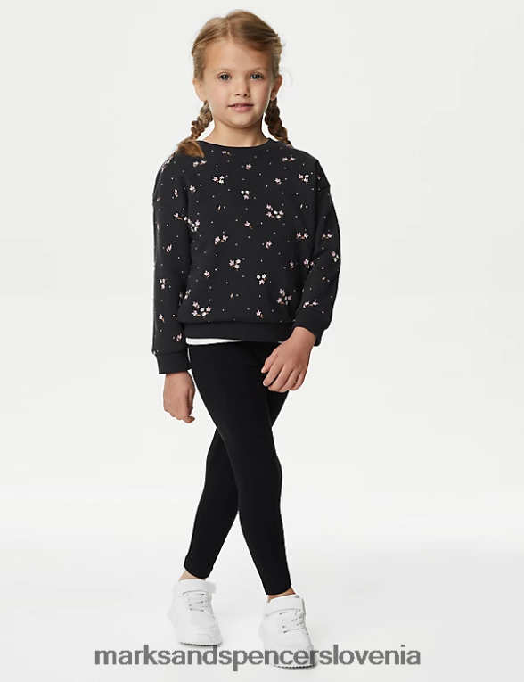 bombažna majica s cvetličnimi motivi ogljik Marks & Spencer oblačila otroci 6T8F6X8993