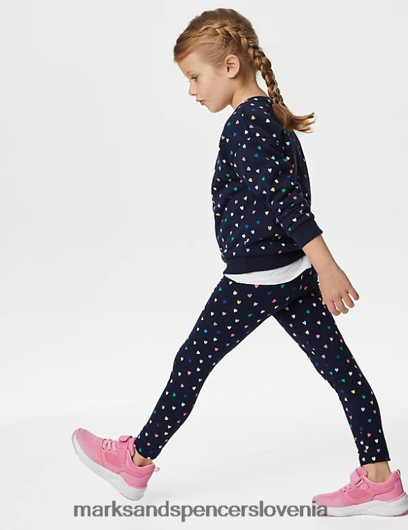 bombažna majica s srčki indigo Marks & Spencer oblačila otroci 6T8F6X8806
