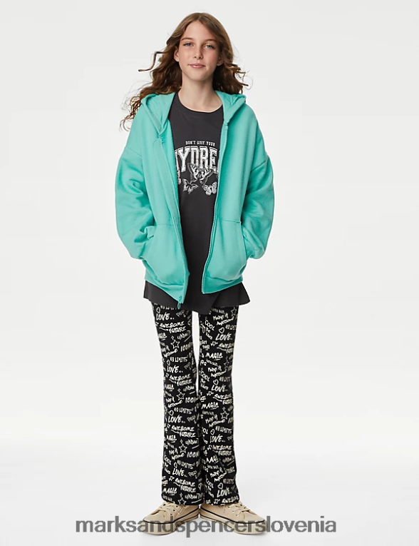 bombažni pulover s kapuco na zadrgo aqua Marks & Spencer oblačila otroci 6T8F6X9255