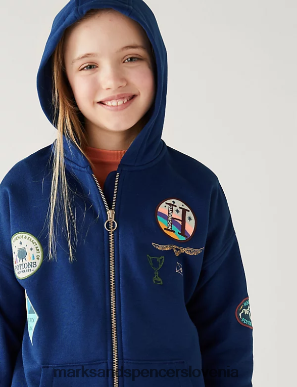 bombažni pulover z zadrgo Harry Potter mornarica Marks & Spencer oblačila otroci 6T8F6X8905