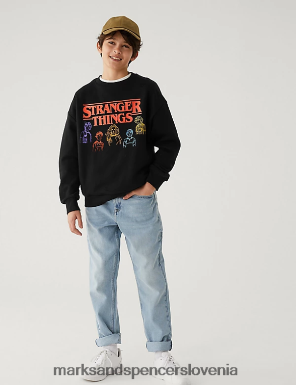 cotton rich stranger things sweatshirt Črna Marks & Spencer oblačila otroci 6T8F6X8173
