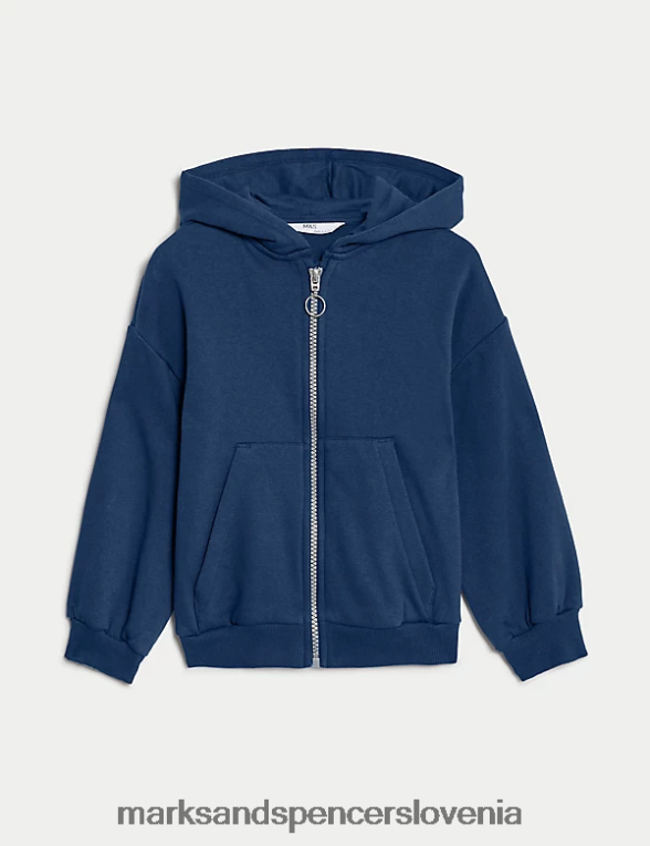 navaden pulover s kapuco iz bogatega bombaža indigo Marks & Spencer oblačila otroci 6T8F6X9693