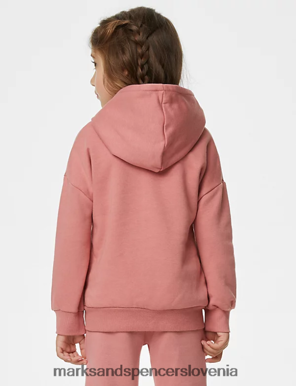 navaden pulover s kapuco iz bogatega bombaža roza roza Marks & Spencer oblačila otroci 6T8F6X9453
