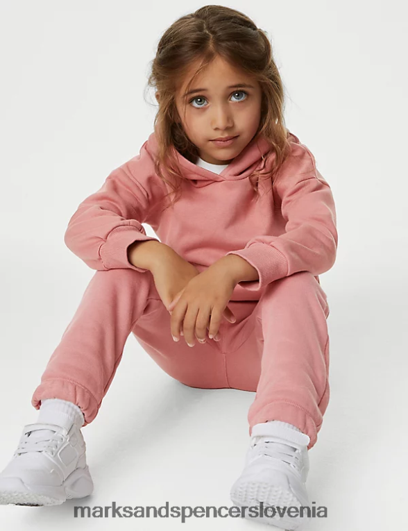 navaden pulover s kapuco iz bogatega bombaža roza roza Marks & Spencer oblačila otroci 6T8F6X9453