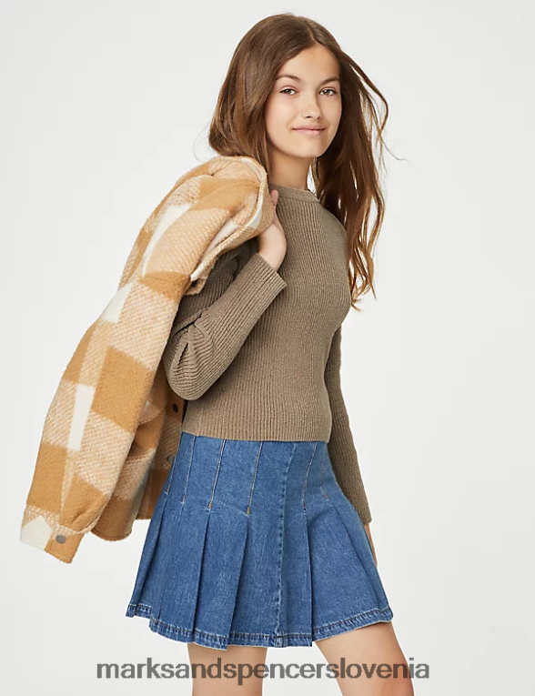 pleten pulover s črtami mink Marks & Spencer oblačila otroci 6T8F6X9838