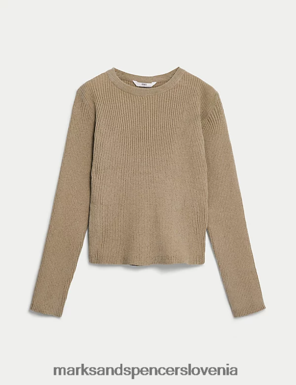 pleten pulover s črtami mink Marks & Spencer oblačila otroci 6T8F6X9838