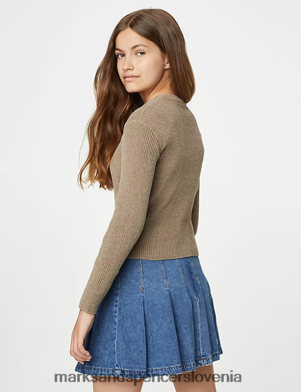 pleten pulover s črtami mink Marks & Spencer oblačila otroci 6T8F6X9838
