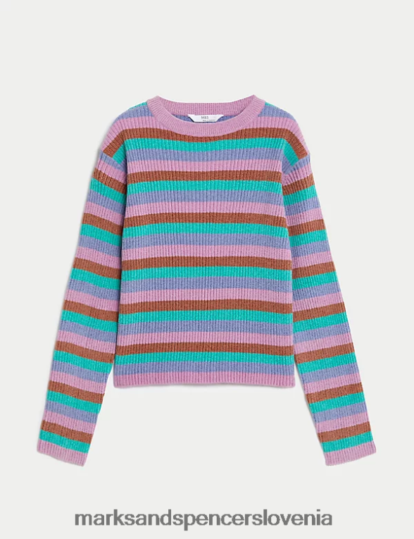 pleten pulover s črtami multi Marks & Spencer oblačila otroci 6T8F6X9605
