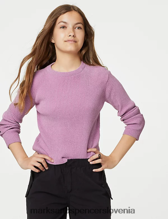 pleten pulover s črtami roza Marks & Spencer oblačila otroci 6T8F6X9837
