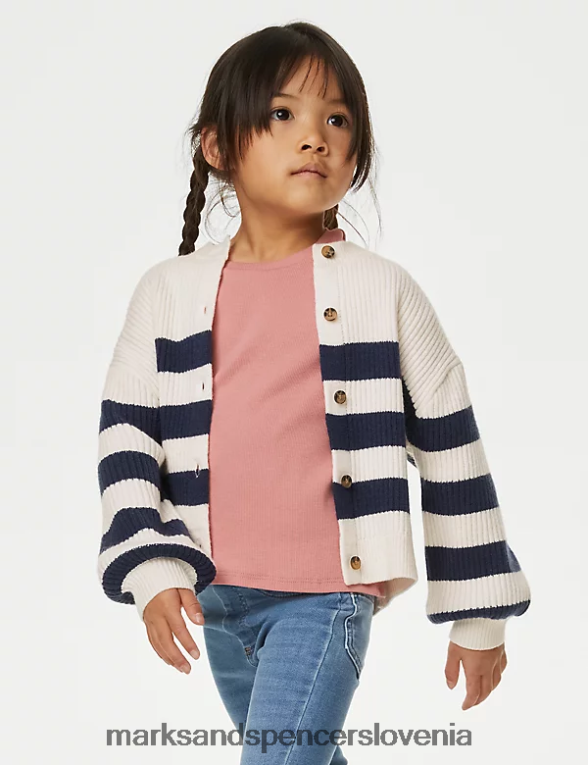 pletena črtasta jopica indigo mešanica Marks & Spencer oblačila otroci 6T8F6X8904