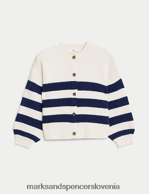 pletena črtasta jopica indigo mešanica Marks & Spencer oblačila otroci 6T8F6X8904