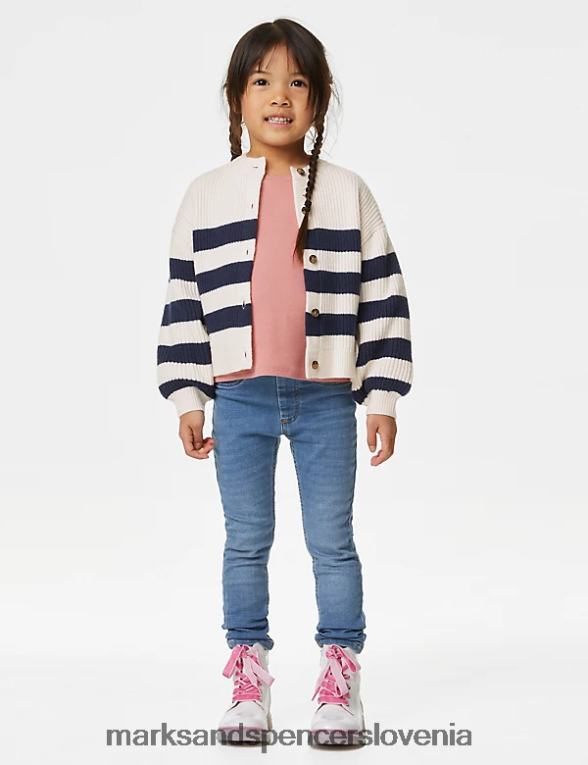 pletena črtasta jopica indigo mešanica Marks & Spencer oblačila otroci 6T8F6X8904