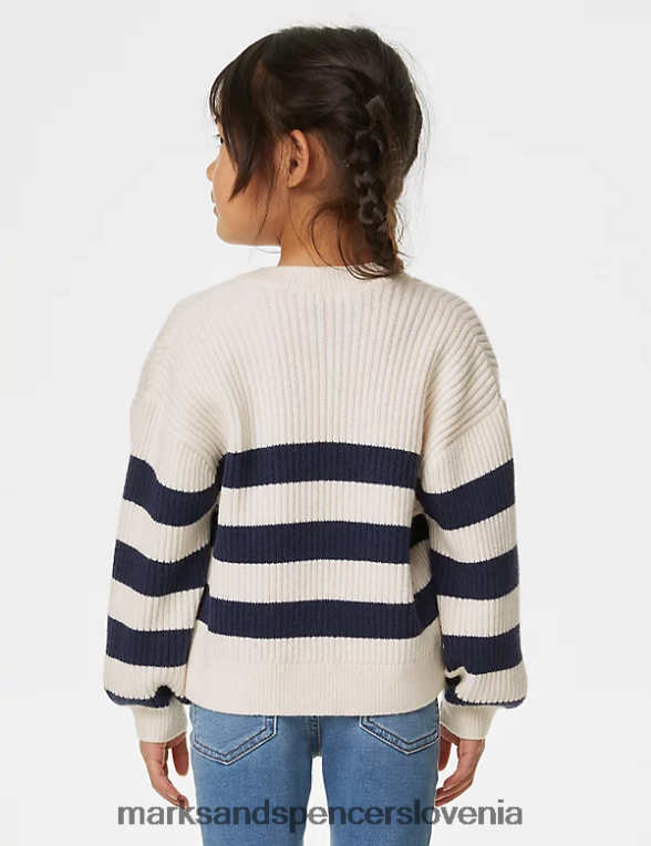 pletena črtasta jopica indigo mešanica Marks & Spencer oblačila otroci 6T8F6X8904