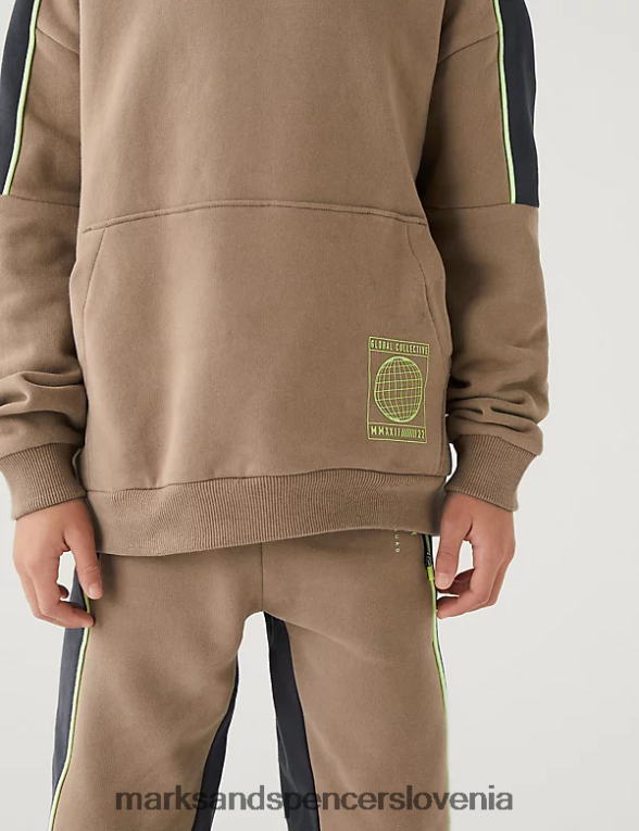 pulover s kapuco iz bogatega bombaža kava Marks & Spencer oblačila otroci 6T8F6X8722