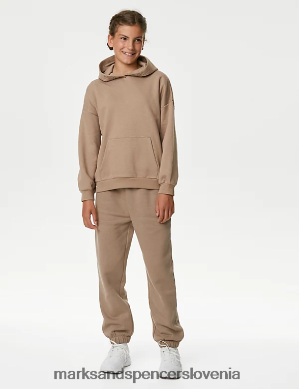 pulover s kapuco iz bogatega bombaža mink Marks & Spencer oblačila otroci 6T8F6X9210