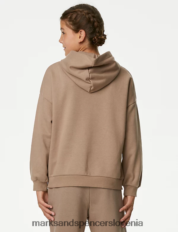 pulover s kapuco iz bogatega bombaža mink Marks & Spencer oblačila otroci 6T8F6X9210