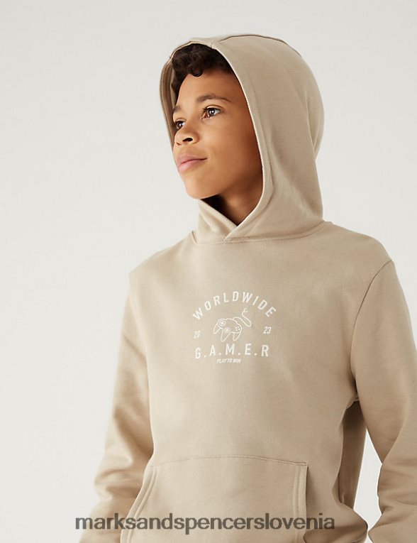 pulover s kapuco z bogatim bombažem kamen Marks & Spencer oblačila otroci 6T8F6X8519