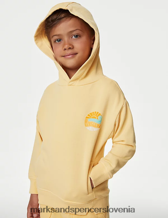 pulover s kapuco z bogato bombažno grafiko rumena Marks & Spencer oblačila otroci 6T8F6X8156