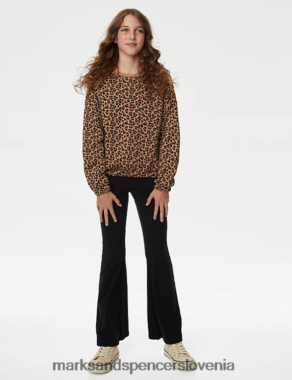 pulover z leopardjim potiskom v bogatem bombažu rjava mešanica Marks & Spencer oblačila otroci 6T8F6X8803