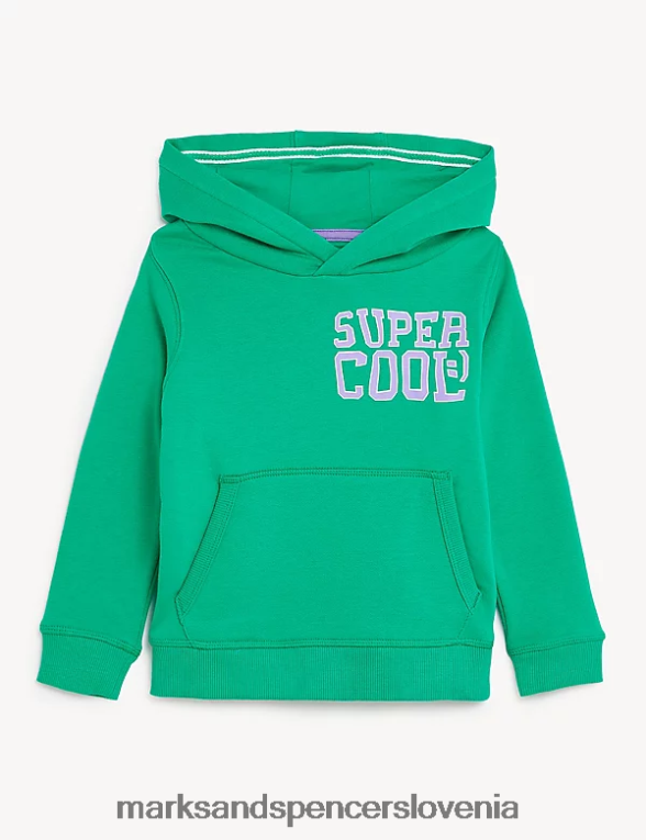 super kul pulover s kapuco z bogatim bombažem zelena meta Marks & Spencer oblačila otroci 6T8F6X8602