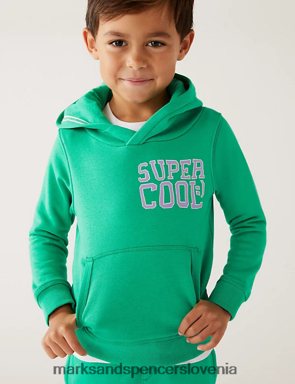 super kul pulover s kapuco z bogatim bombažem zelena meta Marks & Spencer oblačila otroci 6T8F6X8602