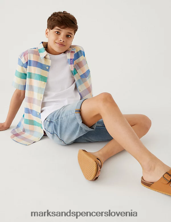 karirasta srajca iz čistega bombaža multi Marks & Spencer oblačila otroci 6T8F6X7933
