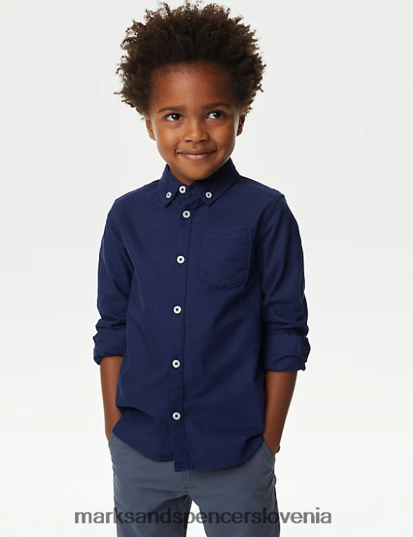 oksford srajca iz čistega bombaža indigo Marks & Spencer oblačila otroci 6T8F6X8178