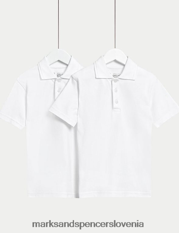 2 paketa kožnih šolskih polo majic bela Marks & Spencer šolska uniforma otroci 6T8F6X8555