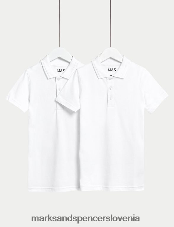 2kom šolske polo majice za enostavno oblačenje bela Marks & Spencer šolska uniforma otroci 6T8F6X7851