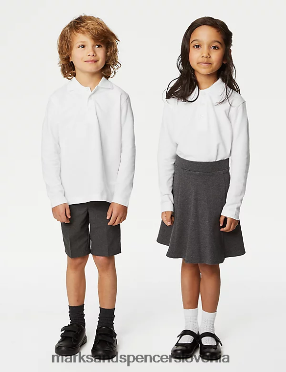2kom šolske polo majice za enostavno oblačenje bela Marks & Spencer šolska uniforma otroci 6T8F6X7893