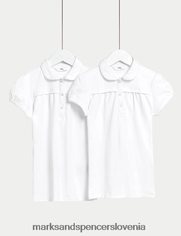 2pk bombažne običajne šolske polo majice bela Marks & Spencer šolska uniforma otroci 6T8F6X8923