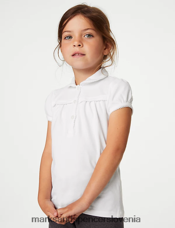 2pk bombažne običajne šolske polo majice bela Marks & Spencer šolska uniforma otroci 6T8F6X8923