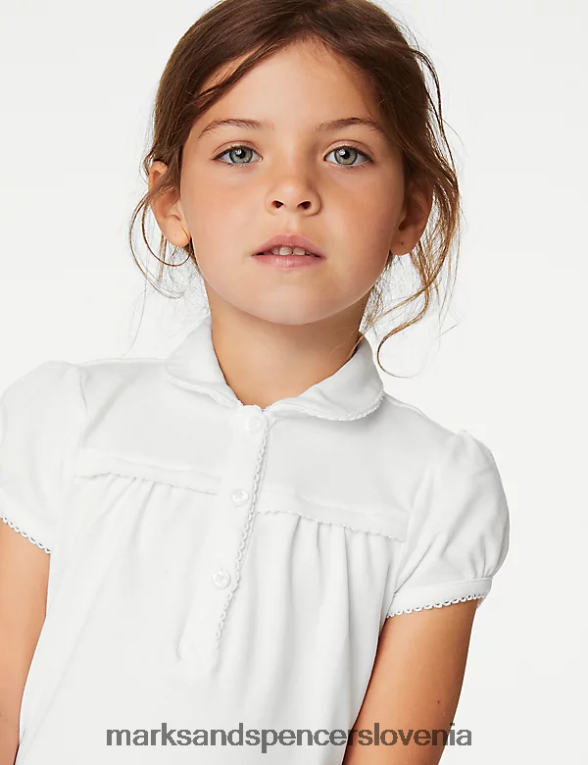 2pk bombažne običajne šolske polo majice bela Marks & Spencer šolska uniforma otroci 6T8F6X8923
