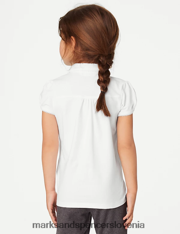 2pk bombažne običajne šolske polo majice bela Marks & Spencer šolska uniforma otroci 6T8F6X8923
