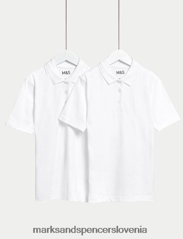 2pk šolske polo majice, odporne na madeže bela Marks & Spencer šolska uniforma otroci 6T8F6X9113