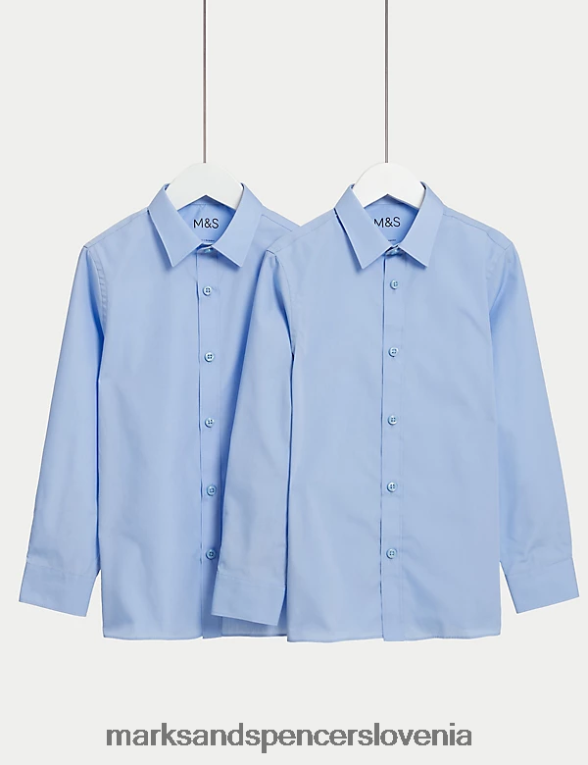 2pk šolske srajce brez železa modra Marks & Spencer šolska uniforma otroci 6T8F6X8885