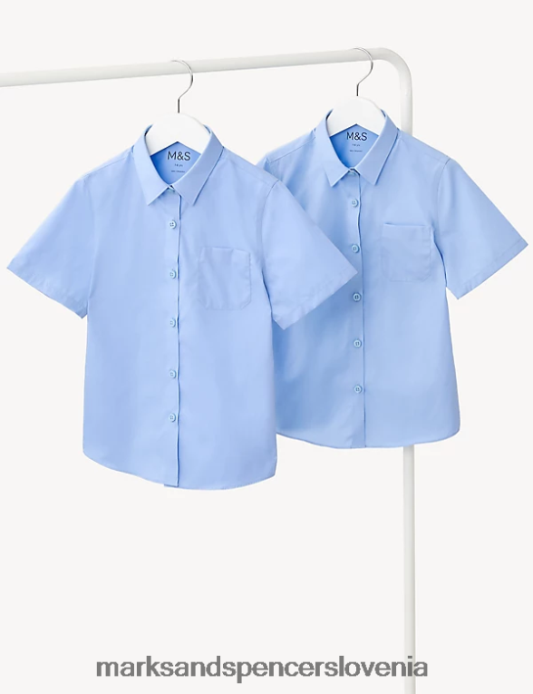 2pk ozke šolske srajce brez železa modra Marks & Spencer šolska uniforma otroci 6T8F6X9667