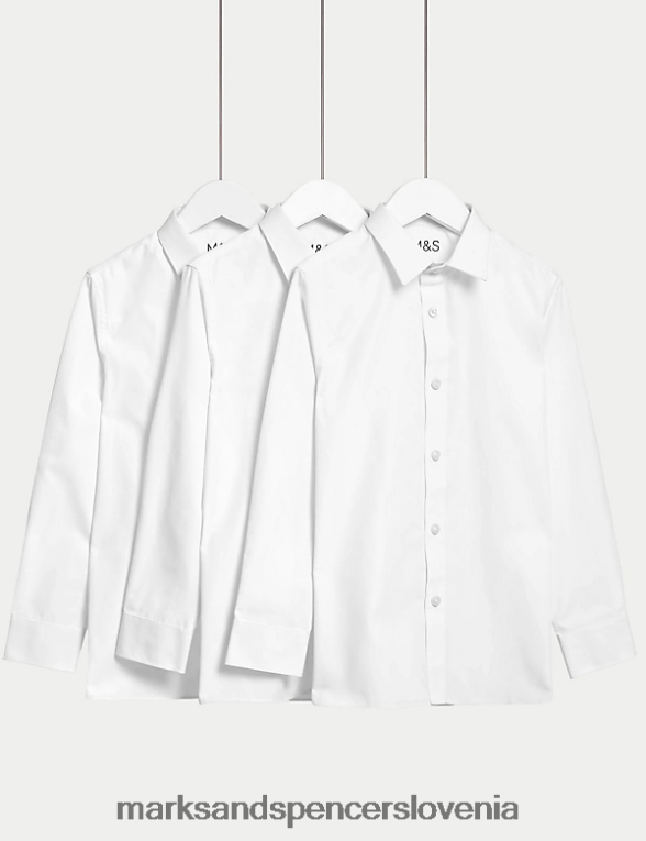 3kom daljše šolske srajce za enostavno likanje bela Marks & Spencer šolska uniforma otroci 6T8F6X8433